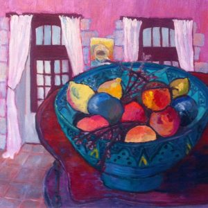 Hôtes et artistes en poitou - Vasque de fruits - huile sur toile
