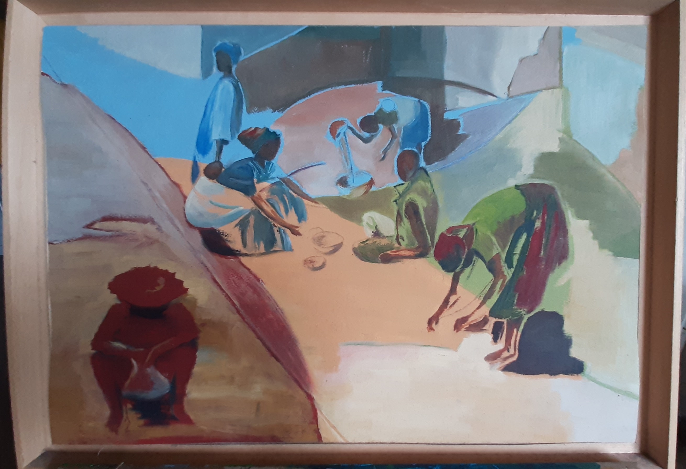 Hôtes et artistes en poitou - Village Africain - Huile sur Papier